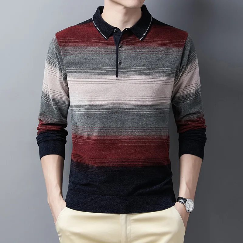 

Мягкий мужской свитер с длинным рукавом на осень 2020, повседневный мужской свитер, полосатый топ для холодной моды, мужская одежда