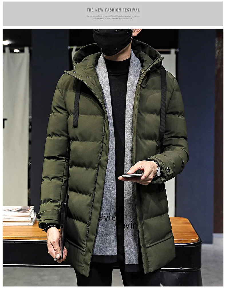 Warm Winter Mens Jacket Coat Hooded Thick Cotton Jacket Mens Parkas Coats Male Fashion Mens Clothing Casual Zipper Mens Clothes