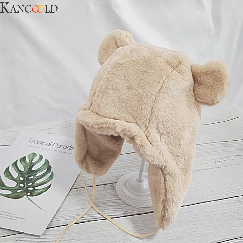 Женская зимняя шапка KANCOOLD из искусственного меха модная Милая теплая плюшевая