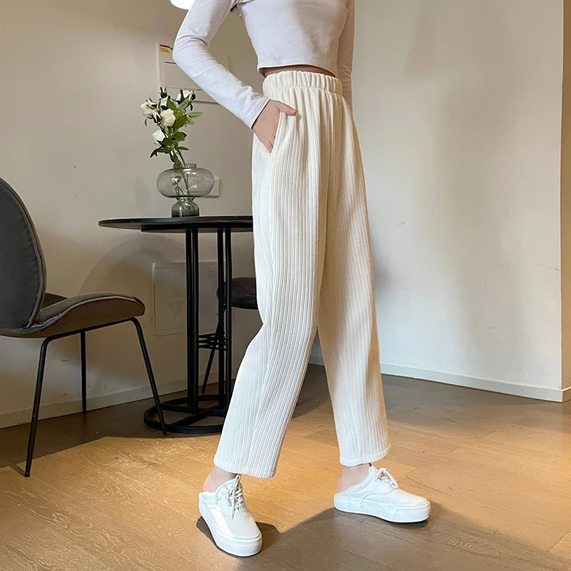 Женские плотные вельветовые брюки JMPRS с высокой талией зимние теплые Винтажные