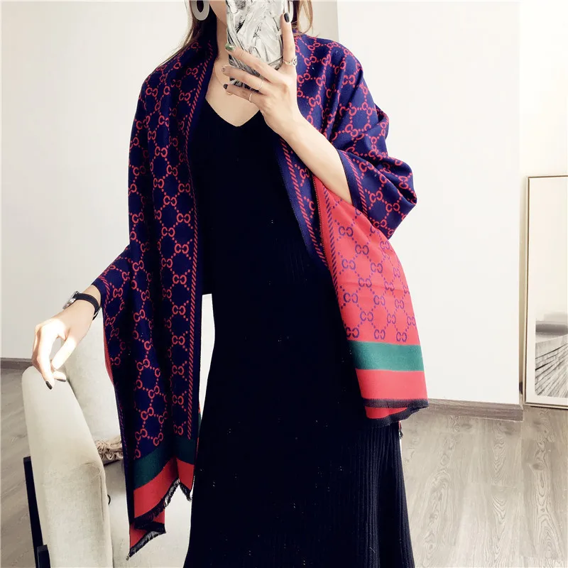 

New Luxury Letter Cashmere Scarf Winter Women Fashion Double-sided Warm Shawls Thick Foulard Female Bufanda Pashmina Blanket