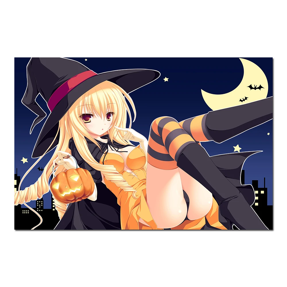 Блондинка девушка милая ведьма аниме постер холст ткань принт живопись