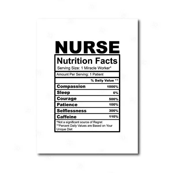 Медсестра подарок медсестра питание факты детской черный белый плакат