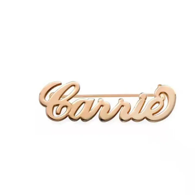 

Custom Name Brooch Stainless Steel Simple Fashion Personalized Brooch For Women Christmas Gifts