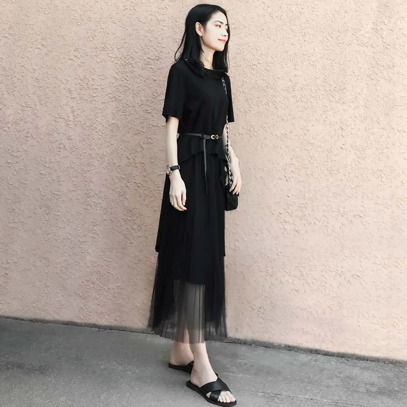 Комплект из 2 предметов модель 2020 года летняя Женская Асимметричная футболка +