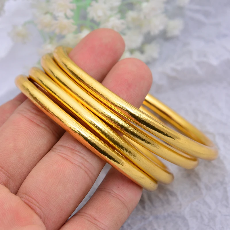 24 K Fine Gold GF браслет в дубайском стиле Африка Арабские украшения 4 шт. сборка Мода Дубай абразивный взрывной браслет ювелирные изделия