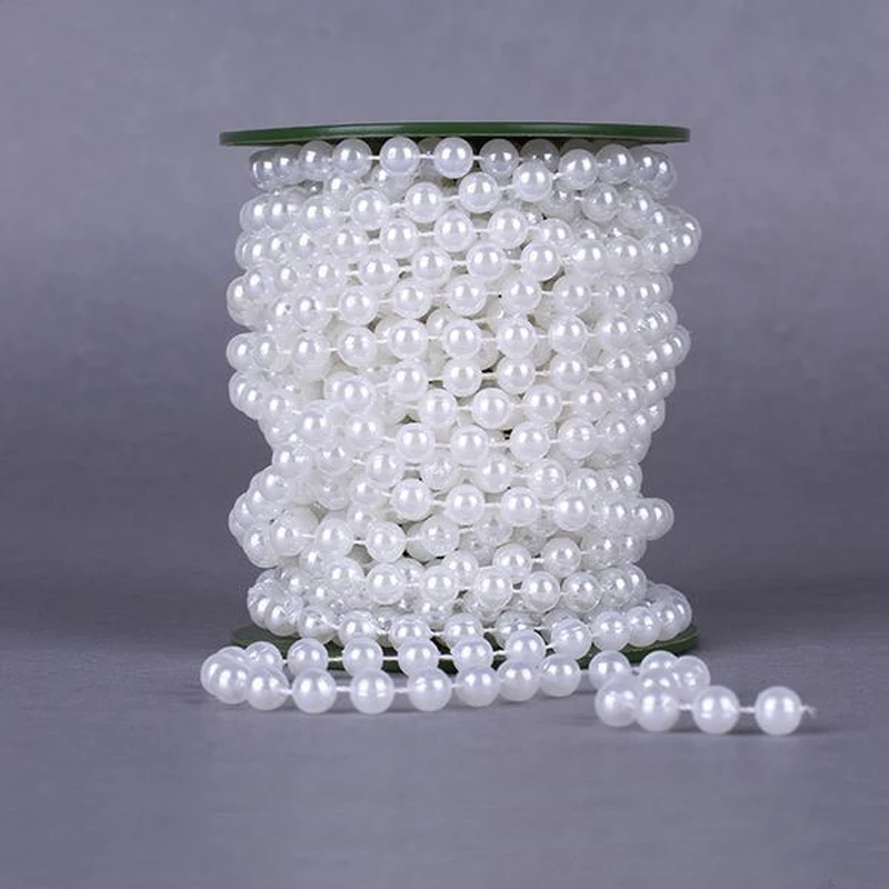 Гирлянда из бусин с белым и бежевым искусственным жемчугом 10 м в длину 8 мм|party