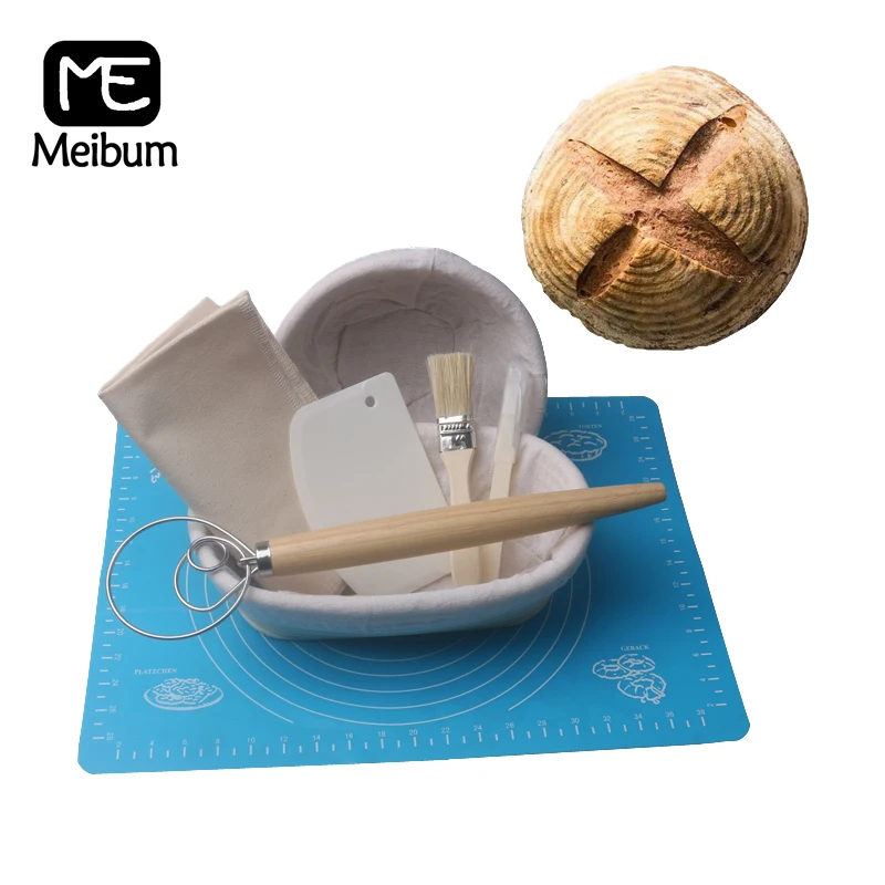 

Meibum 8Pcs Bread Fermentation Rattan Basket Dough Knife Linen Stir Bar Baguette Banneton Brotform Proofing Proving Baskets
