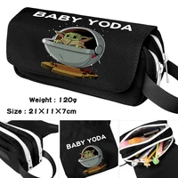 disney kids superheroes 3d pencil case baby yoda movie canvas stretch double layer large capacity pencil box school stationery