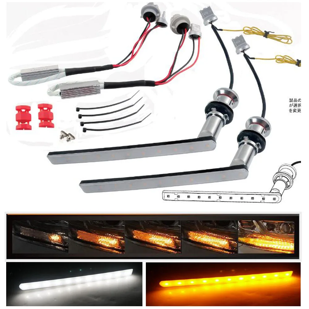 Двухцветный белый/янтарно-желтый светодиодный последовательный поворотный клапан Singal DRL для Alphard 30 Vellfire 30 Noah Voxy80 Двухцветный белый/янтарно-желтый светодиодный последовательный поворотный клапан Singal DRL для Alphard 30 Vellfire 30 Noah Voxy80