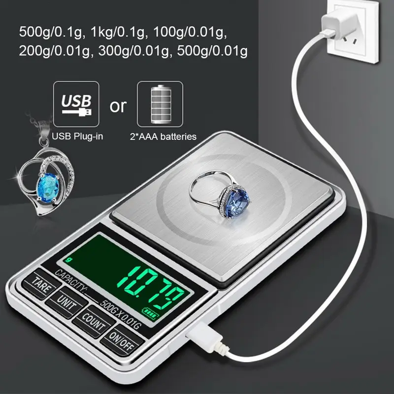 Мини ювелирные весы USB зарядка карманные цифровые 100 г/200 г/300 г/500 г 0 01 точность