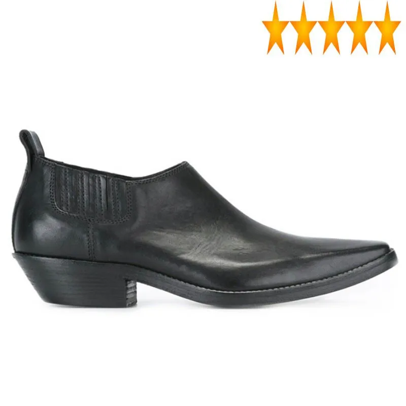 

Ankle Runway Fashion New Men Designer Chelsea Boots Business Italian Genuine Leather Square Toe Slip On Dress Shoes Botas