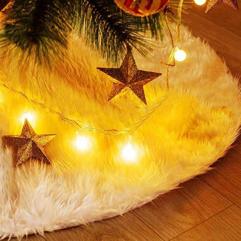 

Белая юбка для рождественской елки, плюшевый ковер из искусственного меха для рождественской елки, украшения для рождественской елки, Новогодний Декор для дома