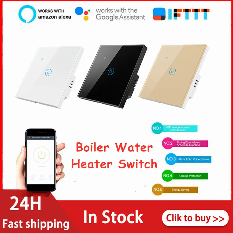 

EU/US WiFi Boiler Water Heater Switch TUYA Zigbee App Schedule ON OFF Touch Panel Timer Work With Alexa Google Home Tmall Wizard