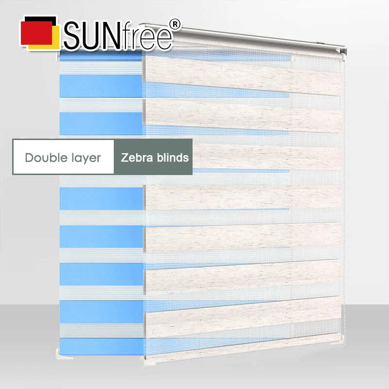 저렴한 SUNfree 드릴 시스템 얼룩말 블라인드 더블 레이어 패브릭 디자인 주야간 창 커튼, 거실 발코니 맞춤 크기