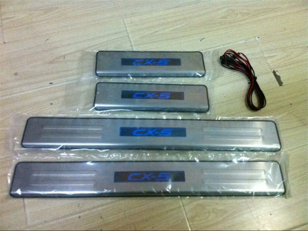 

LED stainless steel Car door cover outside door sill plate Accessorie For Mazda CX-5 CX5 2011 2012 2013 2014 2015 2016