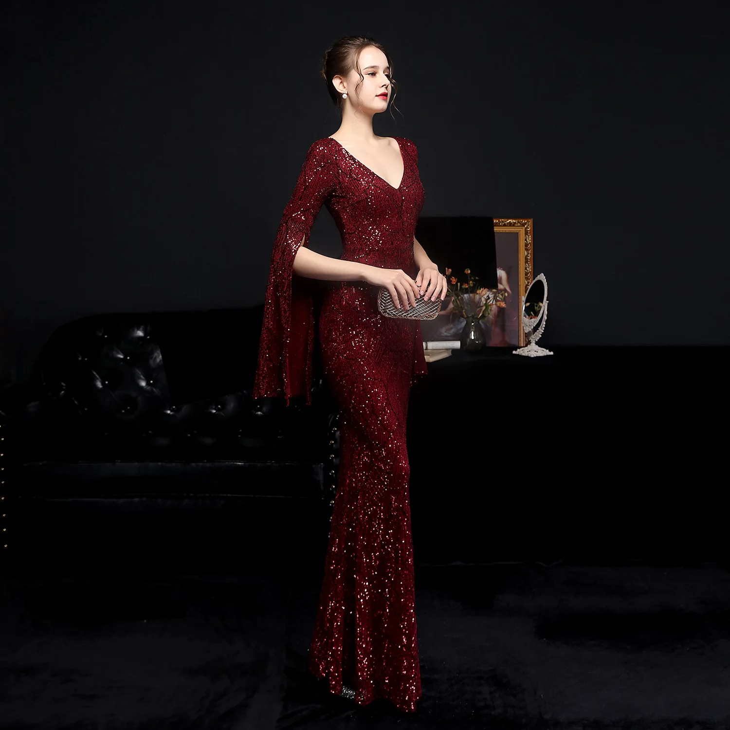 Длинное вечернее платье Giltter женское роскошное платье-Русалка с блестками платья