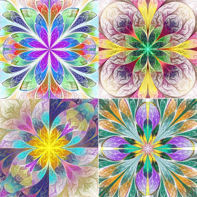 

4 шт DIY 5D с изображением цветка мандалы алмазов картина наборы Полный Дрель Стразы картины для украшения стены 10x10 дюймов