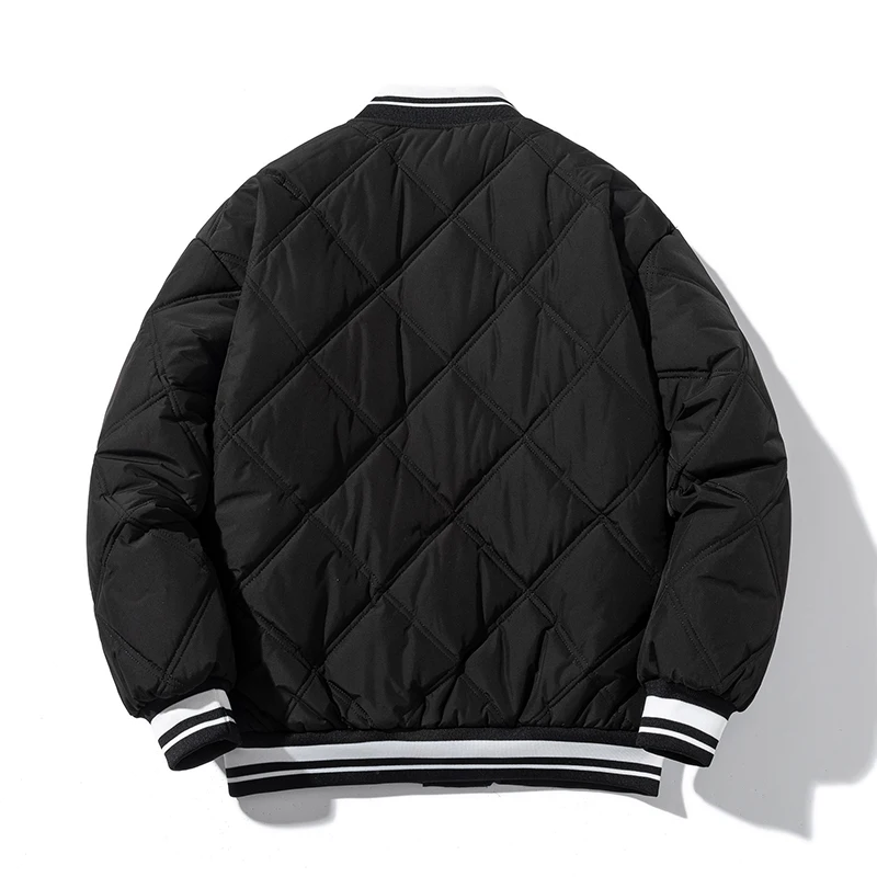 Fashion Grid Baseball Uniform Men Parkas Casual Jacket Autumn Winter Thicken Vintage Women Coats Cotton Padded Warm Streetwear