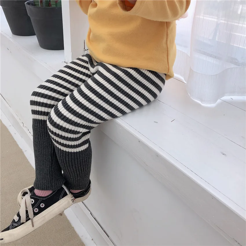 2019 г. новые штаны в полоску для маленьких девочек на осень и зиму облегающий