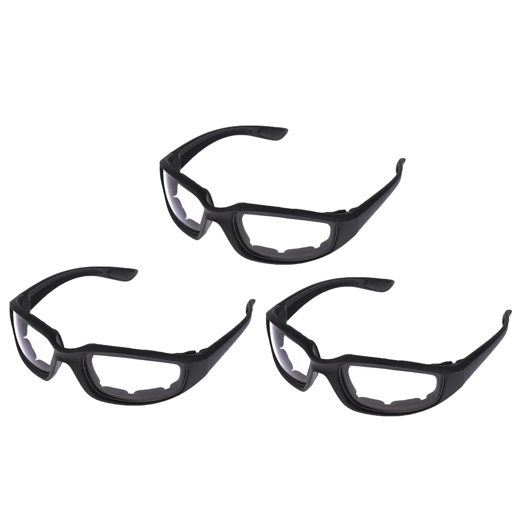 

3x Motorcycle Riding Glasses Comfortable Vented Foam Padding on the Entire Inside of the Glasses Plus Anti Fog Lenses