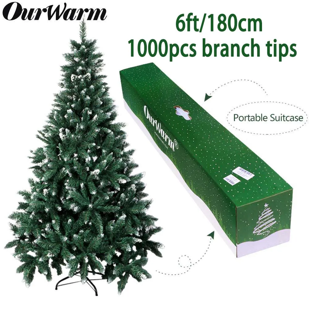 OurWarm 6 футов поддельная искусственная Флокированная Рождественская елка со