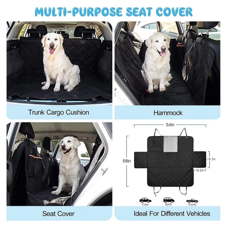 

Pet Fur Durable Pets Seat Covers with Oversized Accessory Pocket Mesh Window Car Seat Cover for Middle/Large Dogs
