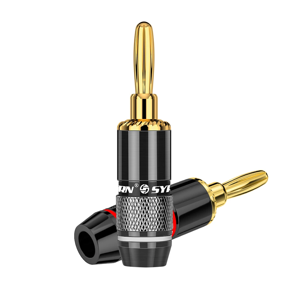 SYRNARN 10pcs/5 pairs Non Magneti Banana Plugs Audio 24K Gold Plated Copper Speaker plug Binding Post Terminal Connectors | Обустройство