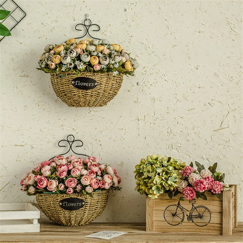 

new Hand Made Green Planter Hanging Vase Container Wall Plant Basket For Garden ag01