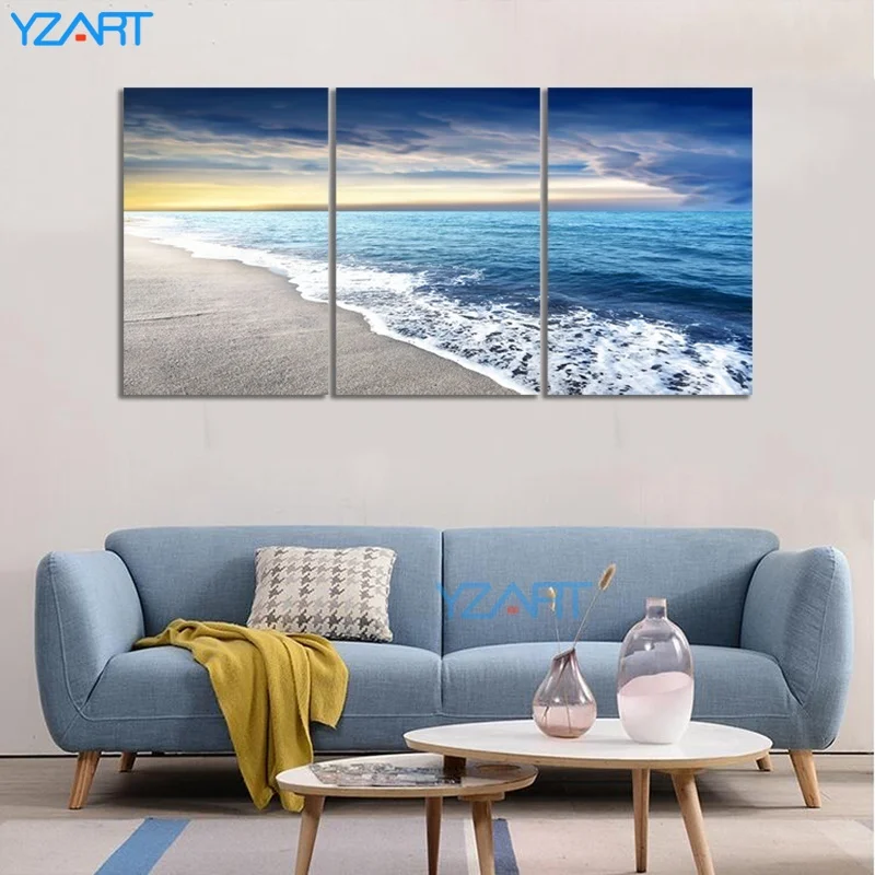 

3 шт. Картина на холсте с изображением заката океана волны моря пляжа HD Печать настенная живопись для гостиной спальни домашний декор