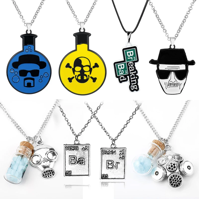 

TV Jewelry Breaking Bad Enamel Necklace Ba Br Chemical Element Pendant Necklace Cosplay Jewelry For Men