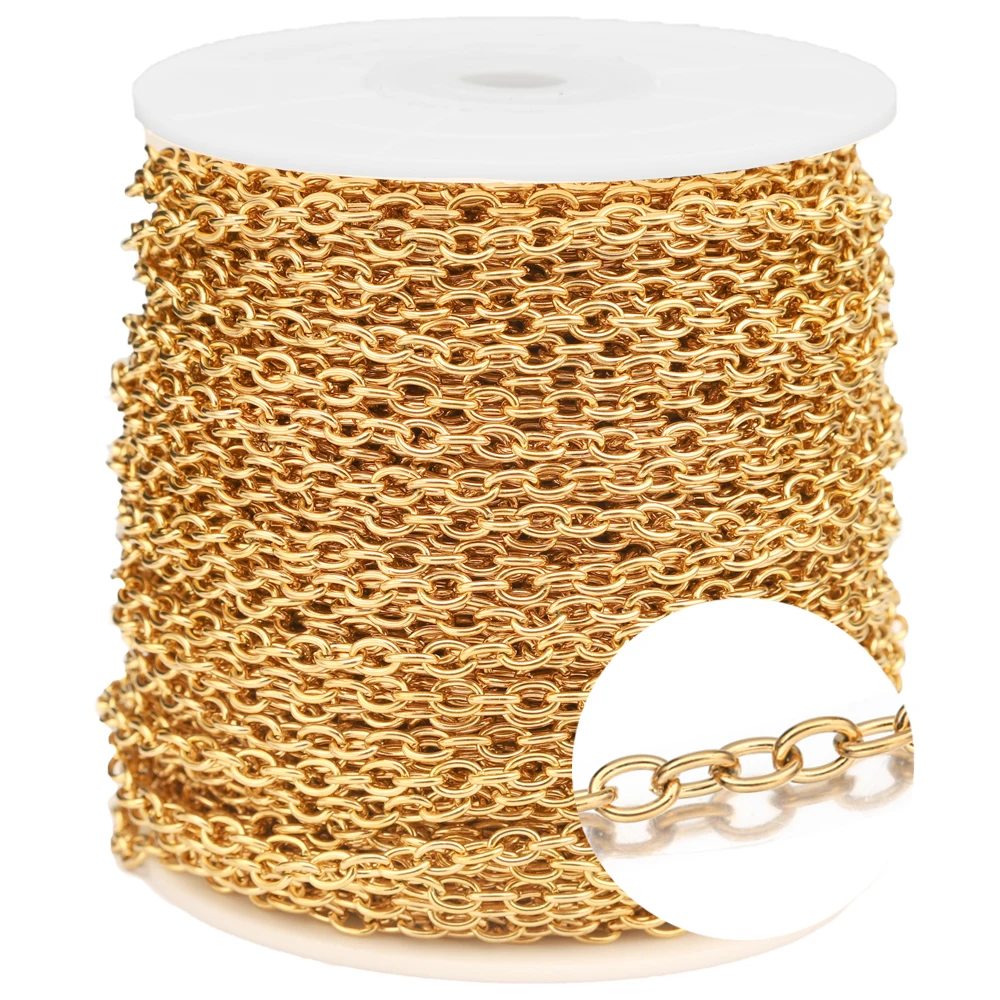 1 метр в золотом цвете из нержавеющей стали Rolo кабель звено цепи на дворе оптом