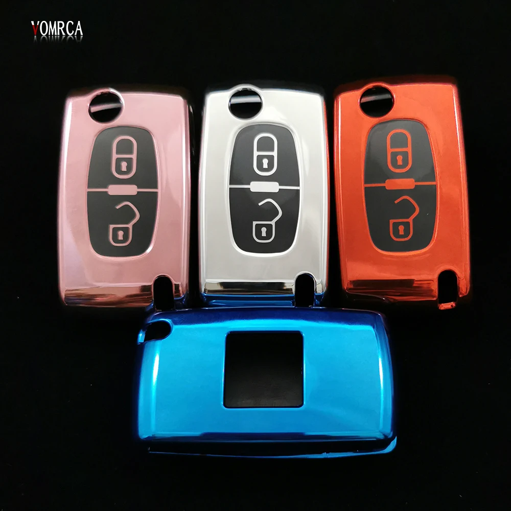 

The Latest TPU Folding Style Remote Control Key Case For Peugeot 107 207 307 308 407 607 S For Citroen C2 C3 C4 C5 C6 Car Cover