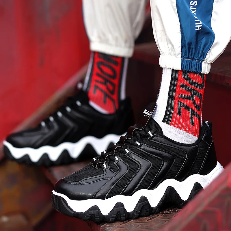 

DEEZLA chunky platform sneakers Men Casual Vulcanized Shoes Fashion black Lace up men's sports shoes Man Spring Autumn 2020 New