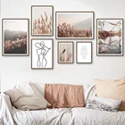 Абстрактные фотообои с изображением гор пшеницы и рисунков, настенная живопись на холсте, настенные картины для декора гостиной