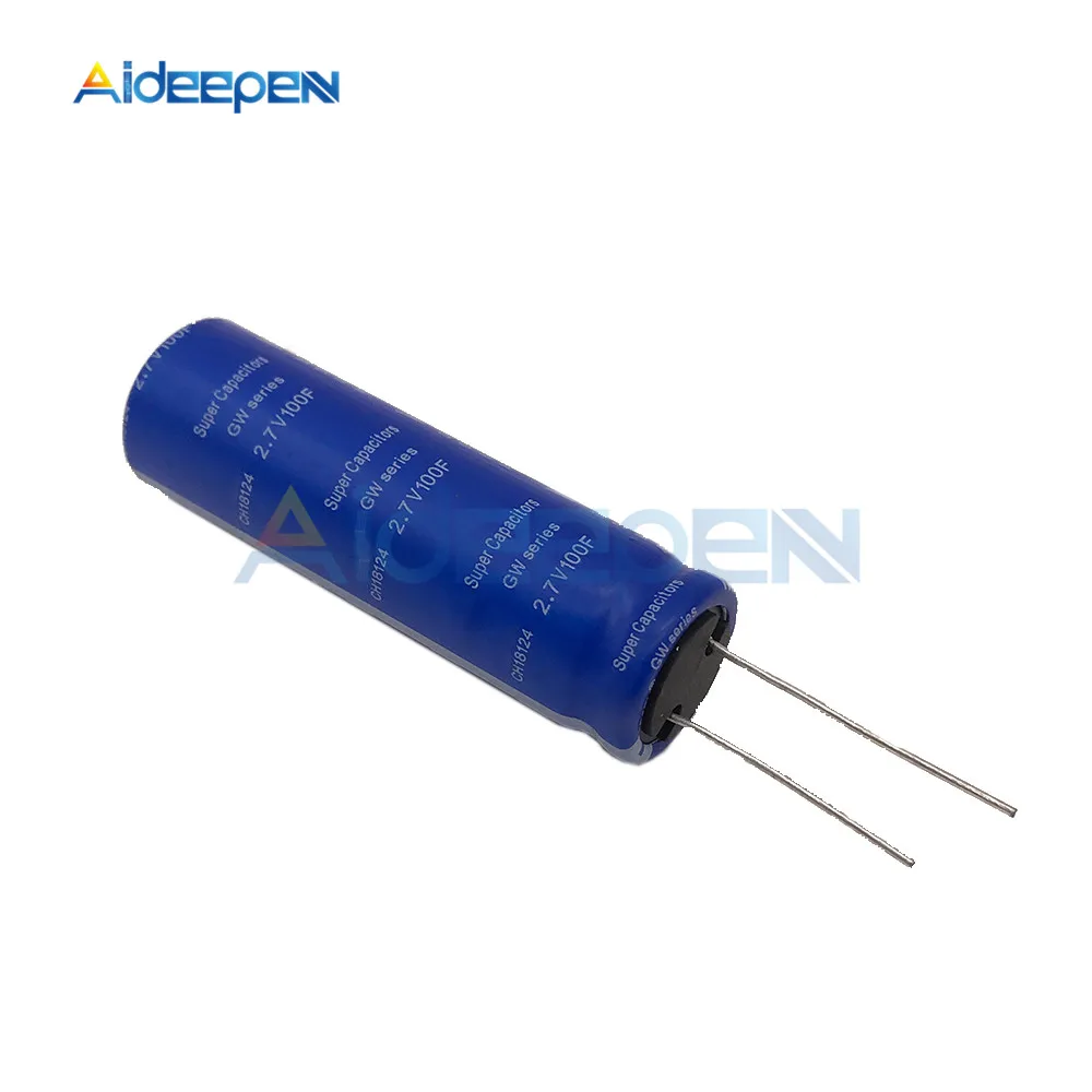 Super Farad Capacitor 2.7V 100F 18*60mm High Frequency Low ESR 2 Pin Soft Feet 2.7V100F Single Super Capacitor for Car