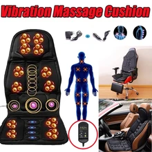 Car Electric Massage Chair Pad Heating Vibrating Back Massager Chair Cushion Home Office Lumbar Pain Relief With Remote Controls