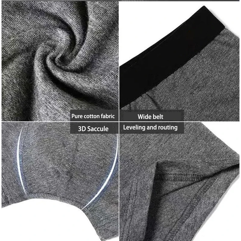 4pcs/Lot Male Panties Cotton Men's Underwear Boxers Breathable Man Boxer Solid Underpants Comfortable Brand Shorts