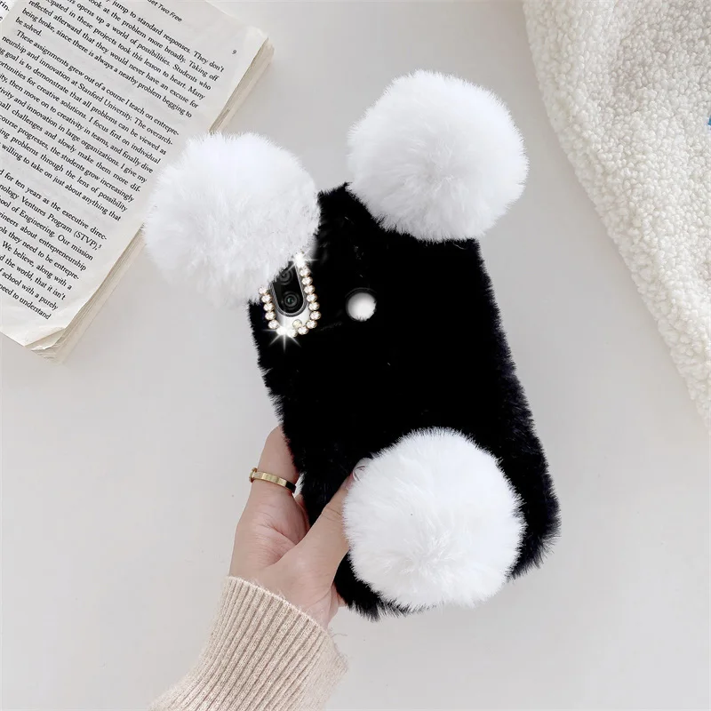 

Cartoon Plush Phone Case For Huawei P30 Pro Lite Y5 Y6 Y7 Y9 Prime 2018 2019 Y6S Huawei Mate 20 30 Nova 5T Case Cover Capa Shell