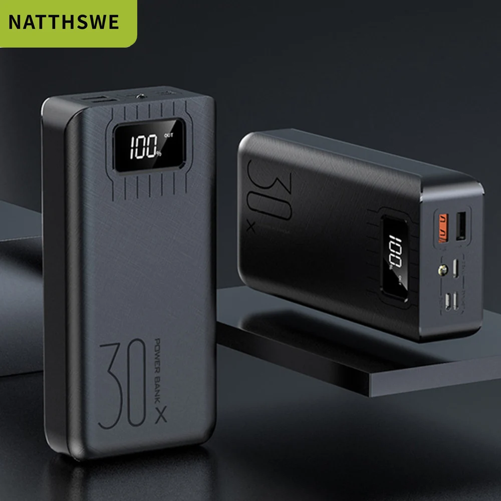 NATTHSWE портативное зарядное устройство 30000 мАч для всех смартфонов Xiaomi, зарядное устройство, быстрая зарядка, внешняя батарея