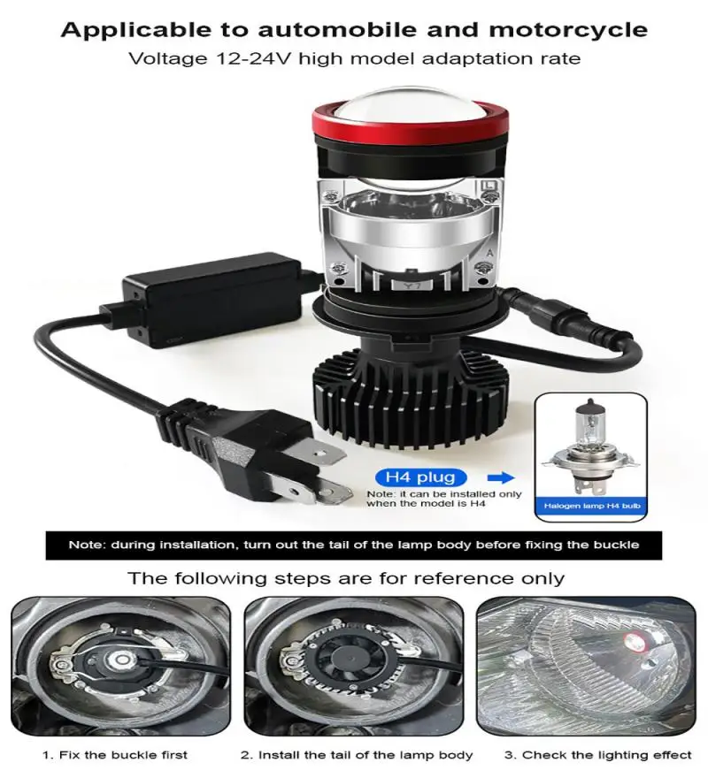 Двойная линза светодиодный головной фонарь H4 100 Вт ные фонари супер яркие