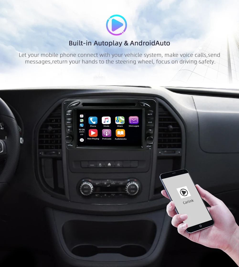 

2 din Android 10 Car DVD Radio playe For Mercedes Benz CLK W209 W463 W208 Car Multimedia video Player Navigation GPS carplay DSP