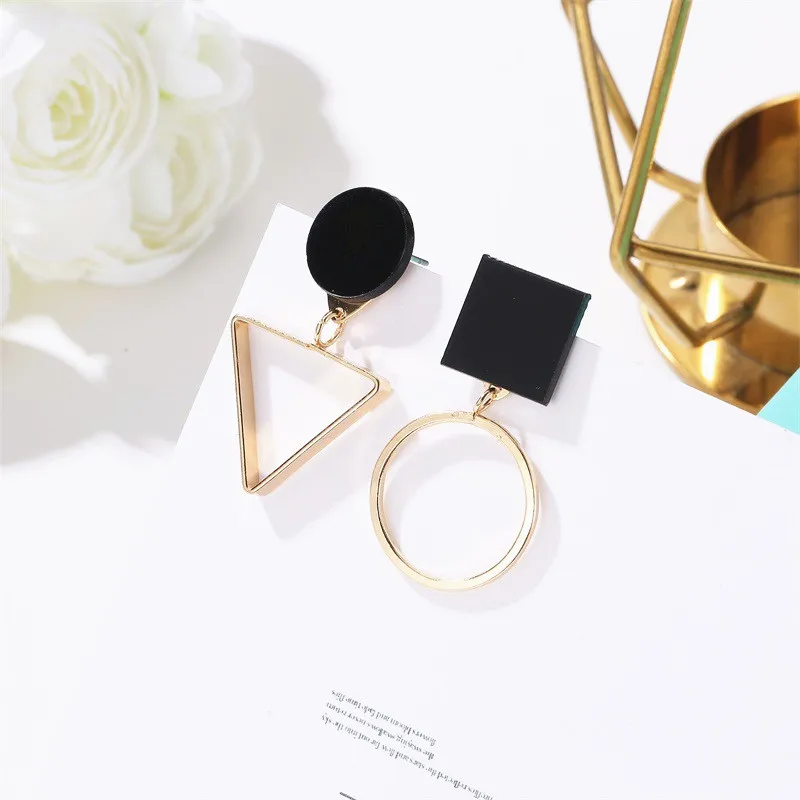 Новинка модные асимметричные серьги для женщин Круглый треугольный дизайн