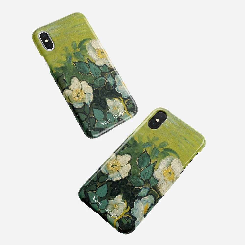 

AURUNW original art van Gogh wild rose painting oil painting Art Mobile Phone Case iPhone 12/XS/Max/i11pro/SE/7/8 Soft Shell