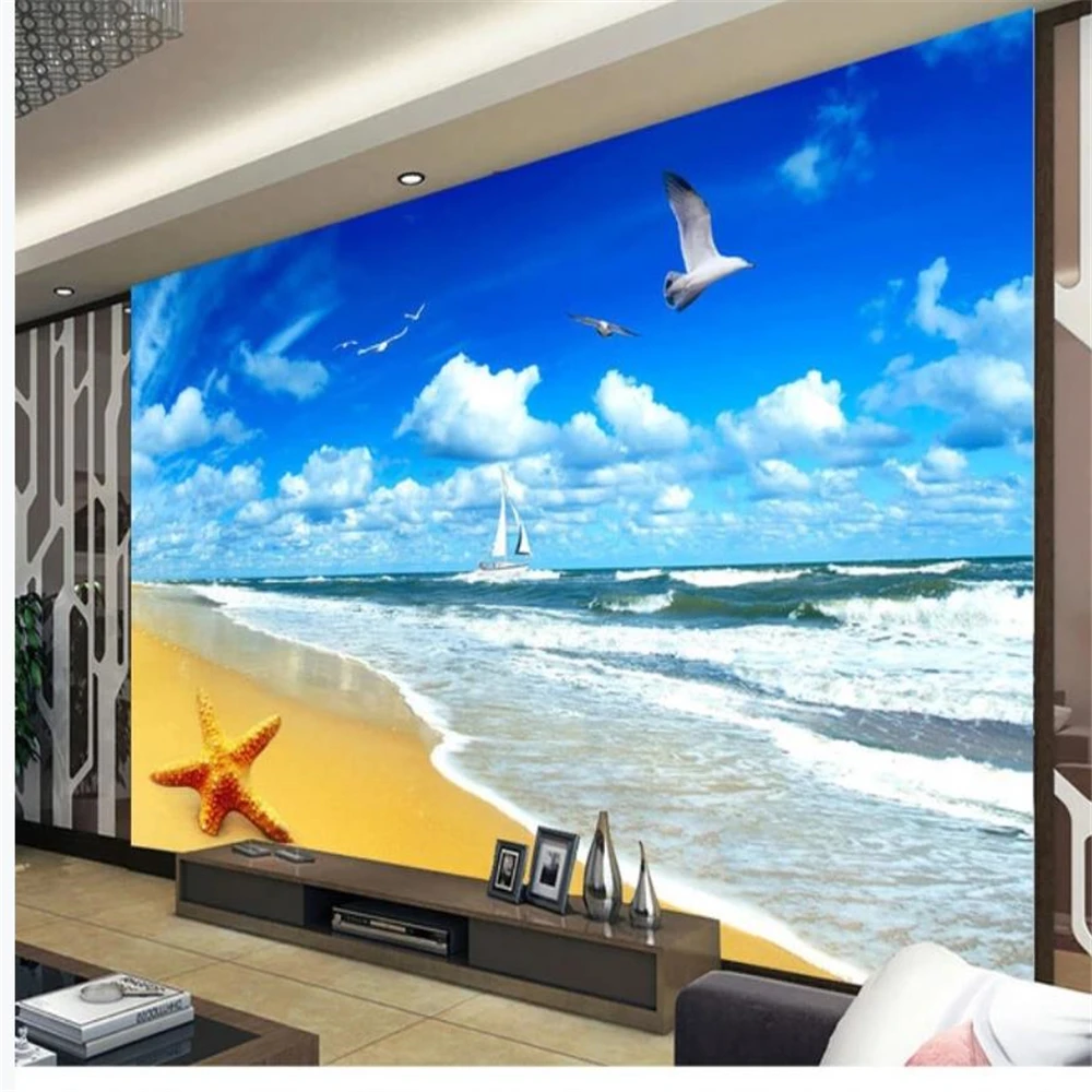 3d wallpapers window mural wallpaper Seaside landscape decoration painting TV background wall | Обустройство дома
