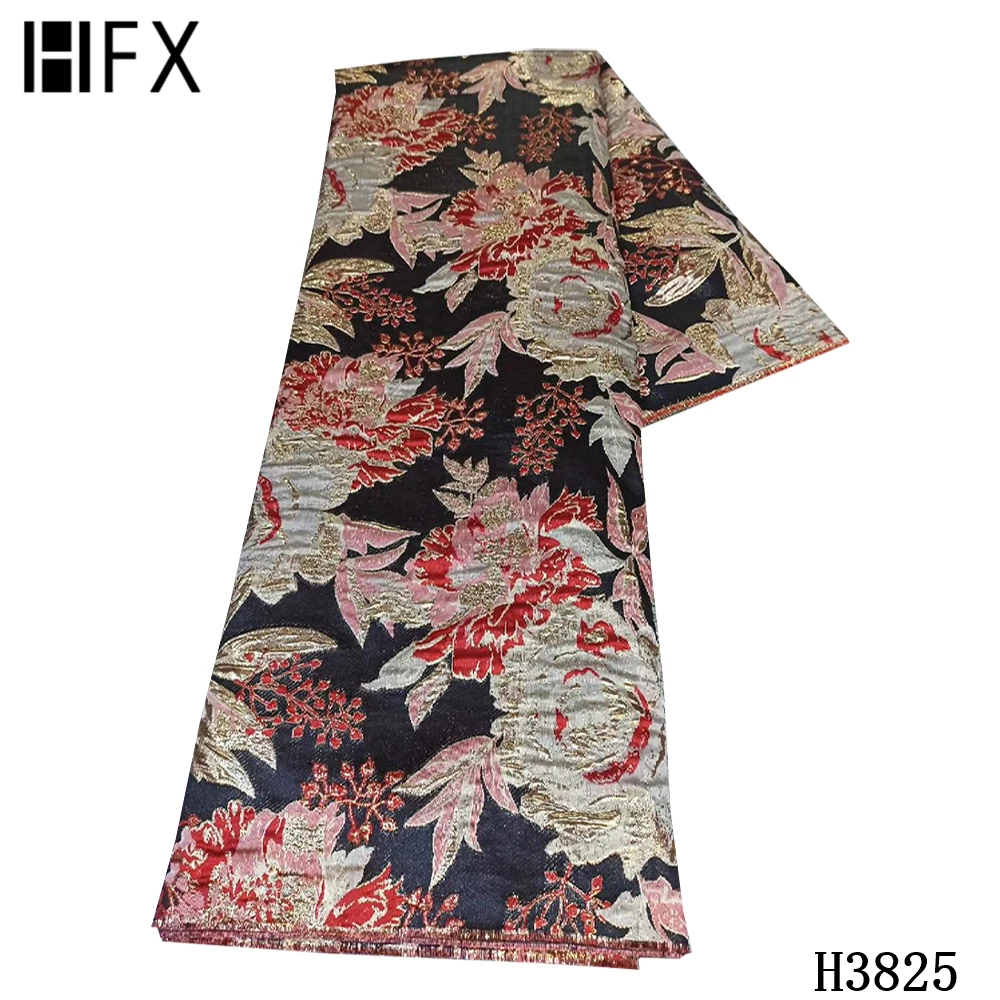 Африканская парчовая кружевная ткань HFX сетчатая жаккардовая с вышивкой