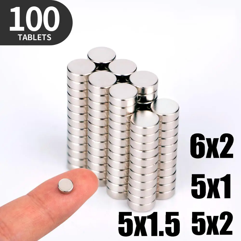 

20 50 100PCS/Lot 6x2 5x1 5x1.5 5x2mm Magnet Hot Small Round Magnet Strong magnets Rare Earth Neodymium Magnet