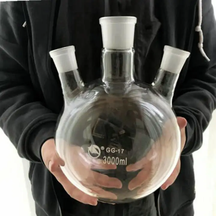 Колба стеклянная с круглым дном и тремя отверстиями 2000 мл| |