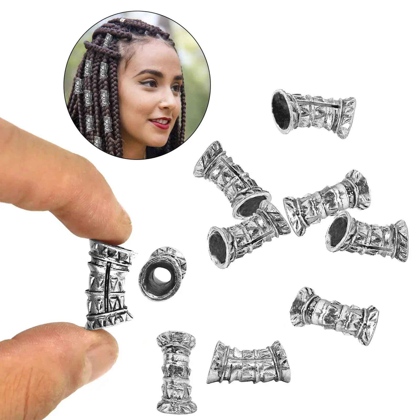 

10Pcs DIY Hair Tube Dreadlocks Beads Hair Braiding Jewelry Cuff Decoration