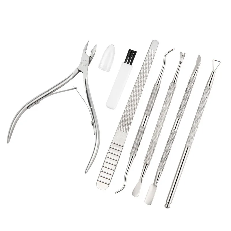 

7PCS/SET Stainless Steel Pedicure Professional Nail Clipper Set Cuticle Eagle Hook Tweezer Manicure Beauty Tools Kit FY242